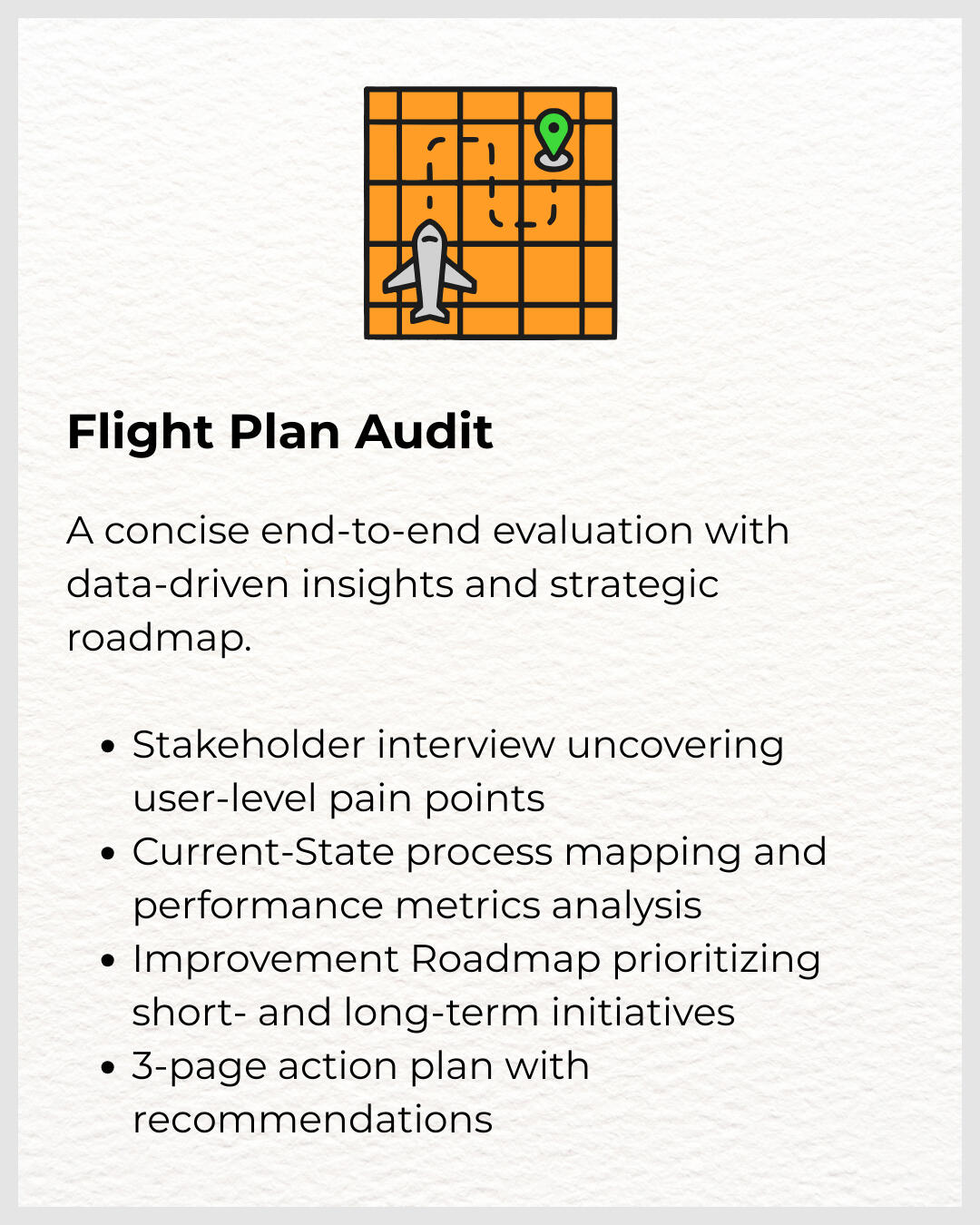 Flight Plan Audit A comprehensive end‑to‑end evaluation with data‑driven insights and strategic roadmap. Flight Plan Audit Orange Aviary LLC